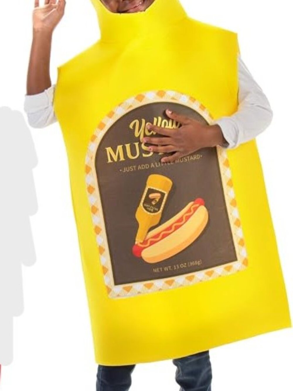🌭 NWT Hauntlook Kids Mustard Bodysuit Halloween Costume (1-pk) -XL 🌭